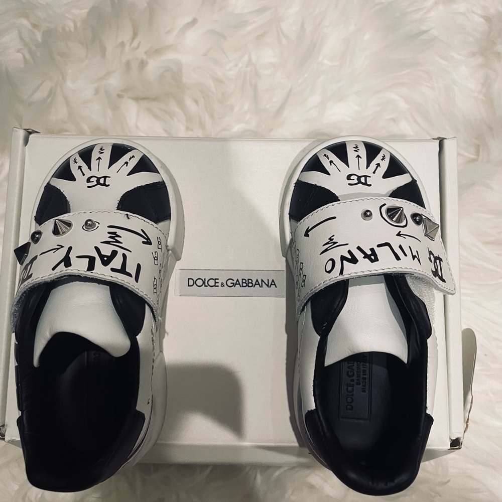 Kids Dolce & Gabbana Portofino Graffiti-Print Sneakers